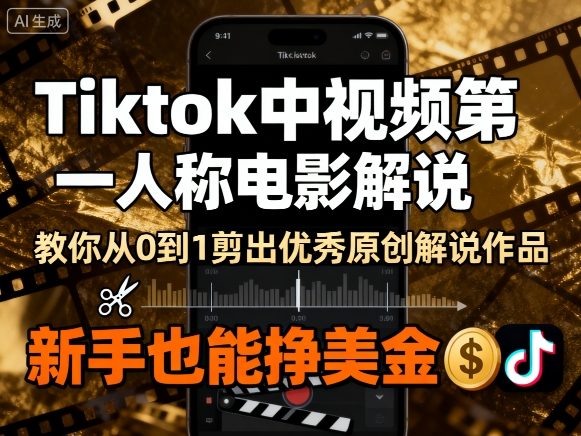 Tiktok中视频第一人称电影解说，教你从0到1剪出一个优秀的原创解说作品，新手也能挣美金-木石资源网