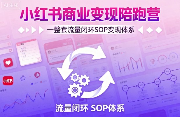 小红书商业变现陪跑营，轻IP矩阵 私域获客 聚光投流，一整套流量闭环SOP变现体系-木石资源网
