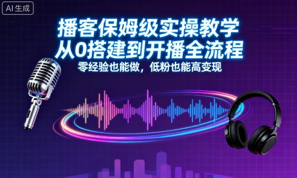播客保姆级实操教学，从0搭建到开播全流程，零经验也能做，低粉也能高变现-木石资源网