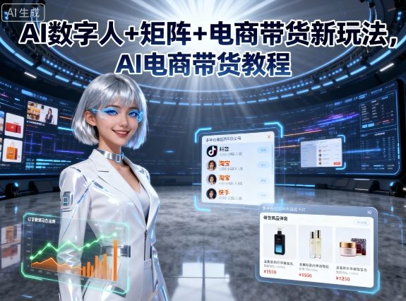 AI数字人+矩阵+电商带货新玩法，AI电商带货教程-木石资源网