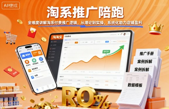 淘系推广陪跑，全维度讲解淘系付费推广逻辑，从理论到实操，系统化助力店铺盈利-木石资源网