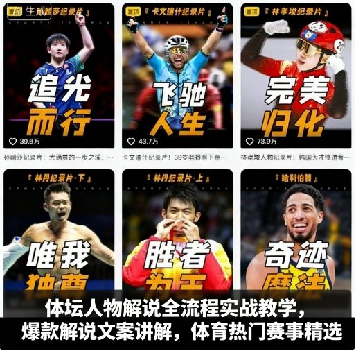 体坛人物解说全流程实战教学，爆款解说文案讲解，体育热门赛事精选-木石资源网