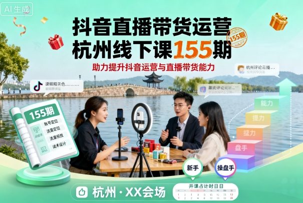 抖音直播带货运营杭州线下课155期，助力提升抖音运营与直播带货能力-木石资源网