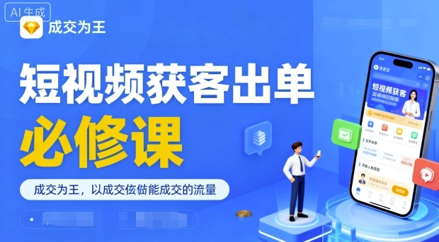 短视频获客出单必修课，成交为王，以成交为导向，直接做能成交的流量-木石资源网