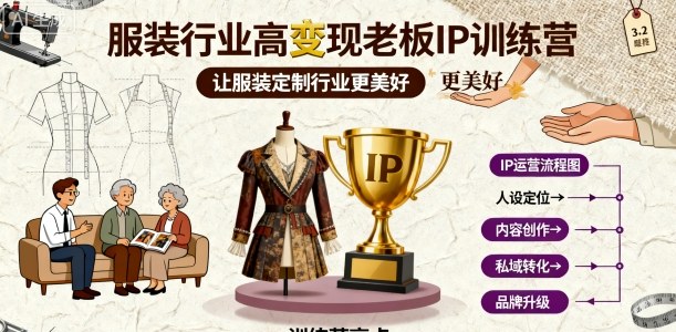 服装行业高变现老板IP训练营，让服装定制行业更美好-木石资源网