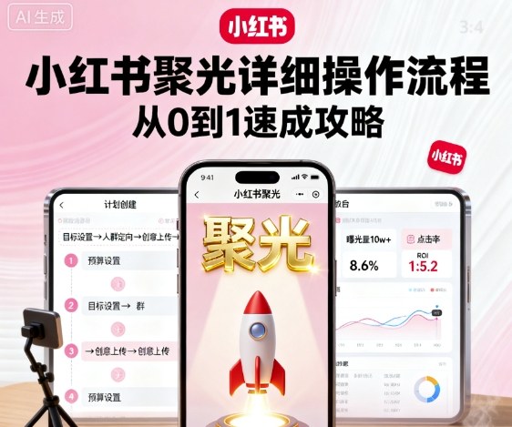 小红书聚光详细操作流程，小红书聚光从0到1速成攻略-木石资源网