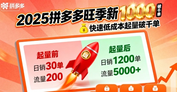 2025拼多多旺季新老店铺——快速低成本起量破千单-木石资源网