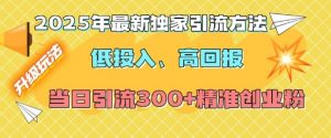 2025年最新独家引流方法，低投入高回报？当日引流300+精准创业粉-木石资源网