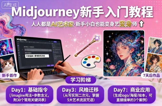 midjourney新手入门教程：人人都是AI艺术家，新手小白也能变身艺术大师-木石资源网