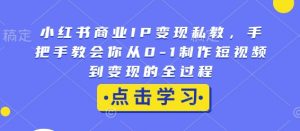 小红书商业IP变现私教，手把手教会你从0-1制作短视频到变现的全过程-木石资源网