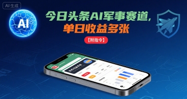 今日头条AI军事赛道，单日收益多张 ，手机可做【附指令】-木石资源网