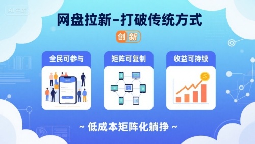 网盘拉新-打破传统方式，低成本矩阵化躺挣，全民可参与、矩阵可复制、收益可持续【揭秘】-木石资源网