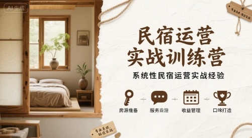 民宿运营实战训练营，系统性民宿运营实战经验-木石资源网
