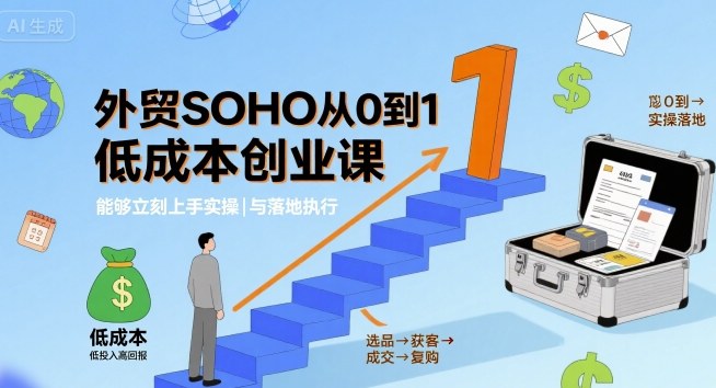 外贸SOHO从0到1低成本创业课，能够立刻上手实操与落地执行-木石资源网