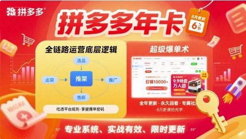 拼多多年卡【8月更新6节】拼多多全链路运营底层逻辑，超级爆单术-木石资源网