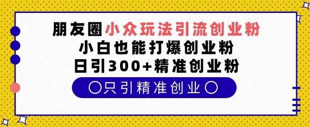 朋友圈小众玩法引流创业粉，小白也能打爆创业粉，日引300+精准创业粉【揭秘】-木石资源网