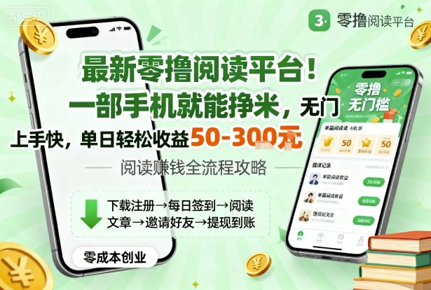 最新零撸阅读平台！一部手机就能挣米，无门槛上手快，单日轻松收益50-3张【揭秘】-木石资源网