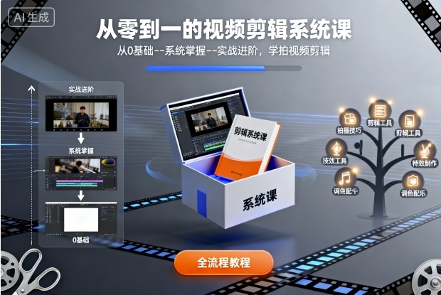 从零到一的视频剪辑系统课，从0基础–系统掌握–实战进阶，学拍视频剪辑-木石资源网