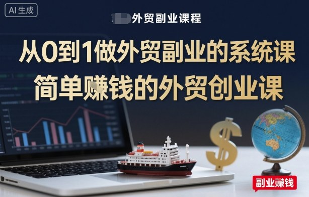 从0到1做外贸副业的系统课，简单賺钱的外贸创业课-木石资源网