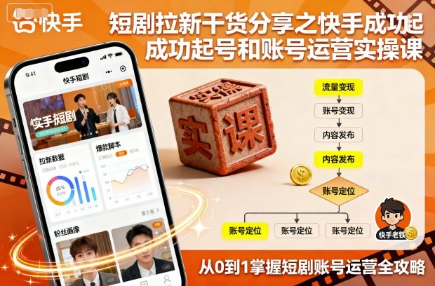 短剧拉新干货分享之快手成功起号和账号运营实操课-木石资源网