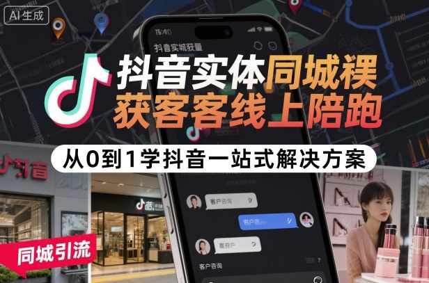 抖音实体同城获客线上陪跑，从0到1学抖音一站式解决方案-木石资源网