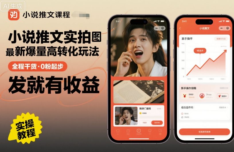 小说推文实拍双图文最新爆量高转化玩法，全程干货，0粉起步，发就有收益-木石资源网
