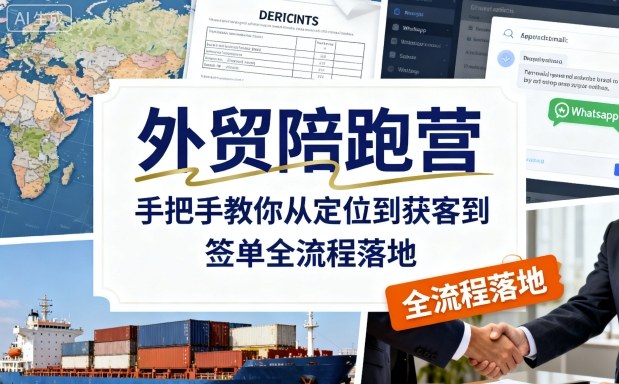 外贸陪跑营，手把手教你从定位到获客到签单全流程落地-木石资源网
