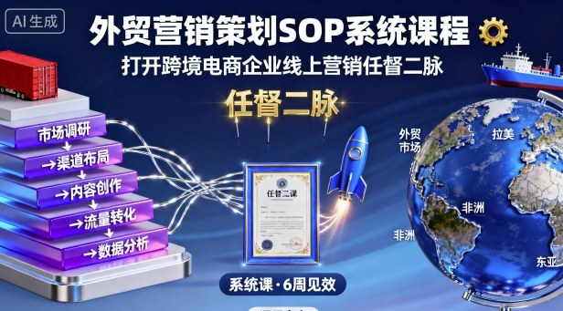 外贸营销策划SOP系统课程，打开跨境电商企业线上营销任督二脉-木石资源网