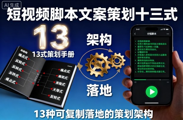 短视频脚本文案策划十三式，13种可复制落地的策划架构-木石资源网