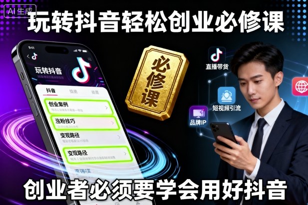 玩转抖音轻松创业必修课，创业者必须要学会用好抖音-木石资源网