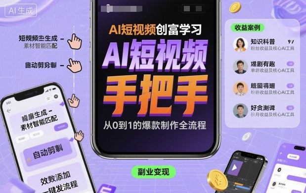 AI短视频创富学习，手把手教会你制作AI短视频-木石资源网
