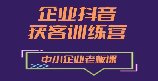 企业抖音营销获客增长训练营，中小企业老板必修课-木石资源网