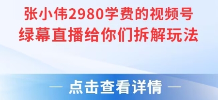 张小伟2980付费额视频号绿幕直播给你们拆解玩法-木石资源网