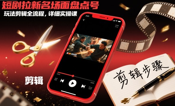 短剧拉新名场面盘点号玩法剪辑全流程，详细实操课-木石资源网