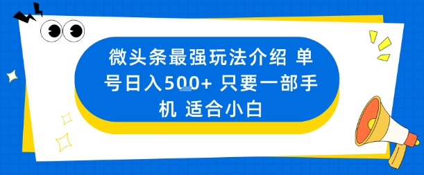 微头条最强玩法介绍一个号日入5张+只要一部手机适合小白-木石资源网