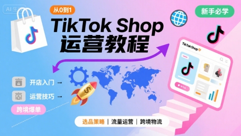 TikTok Shop从0到1运营教程，TikTok跨境电商新手必学课程-木石资源网