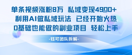 单条视频私域变现4.9k+利用AI做私域玩法 已经开始火热0基础也能做的副业项目轻松上手-木石资源网