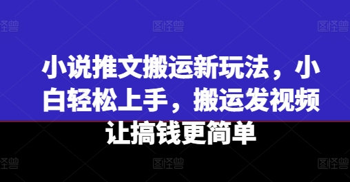 小说推文搬运新玩法，小白轻松上手，搬运发视频让搞钱更简单-木石资源网