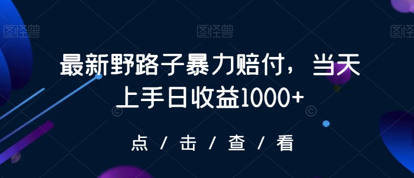 最新野路子暴力赔付，当天上手日收益1000+【仅揭秘】-木石资源网