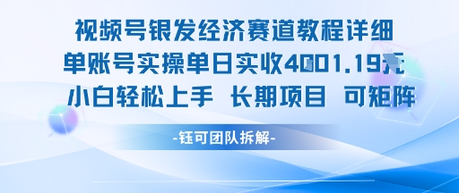 视频号银发经济赛道单账号实操单日实收1k+，小白轻松上手长期项目-木石资源网