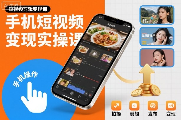 手机短视频变现实操课，短视频剪辑变现课-木石资源网