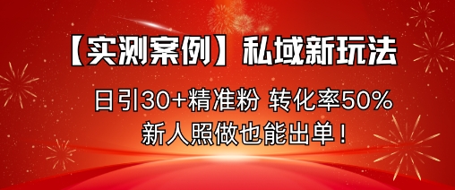 【实测案例】私域新玩法，日引30+精准粉，转化率50%，新人照做也能出单！-木石资源网