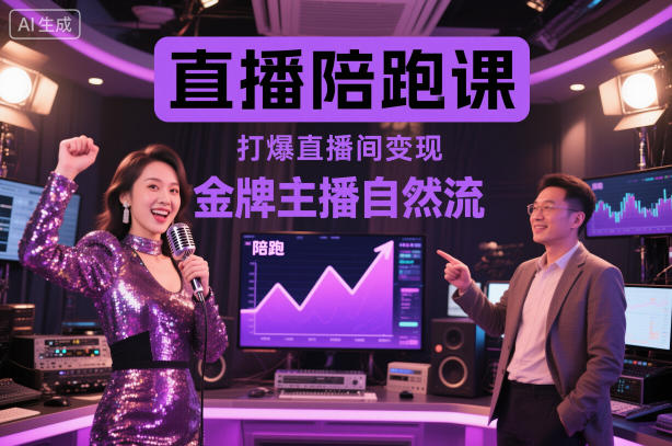 直播陪跑课，金牌主播自然流打爆直播间，复制高变现玩法-木石资源网