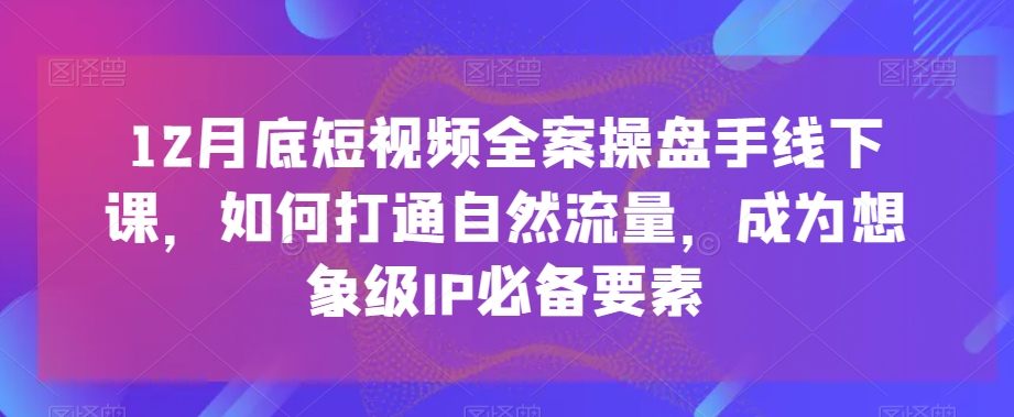 12月底短视频全案操盘手线下课，如何打通自然流量，成为想象级IP必备要素-木石资源网