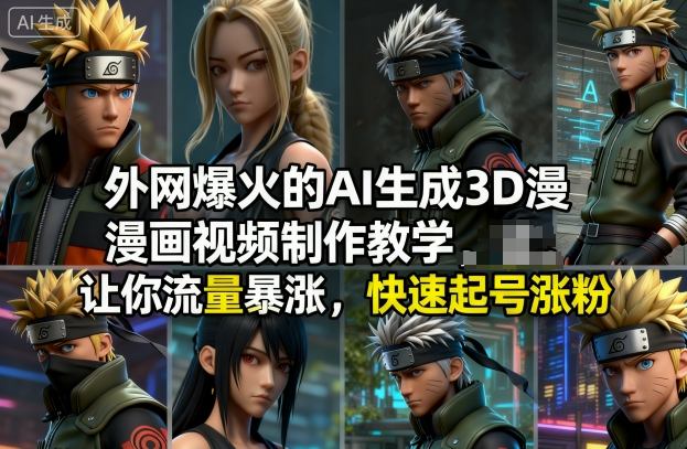 外网爆火的AI生成3D漫画视频制作教学，让你流量暴涨，快速起号涨粉！-木石资源网