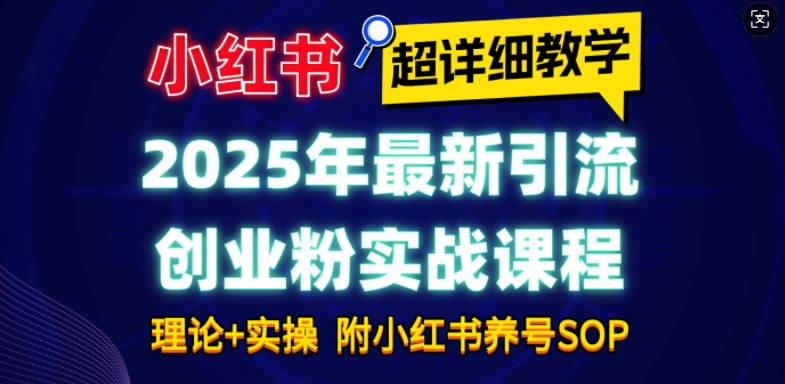 2025年最新小红书引流创业粉实战课程【超详细教学】小白轻松上手,月入1W+,附小红书养号SOP