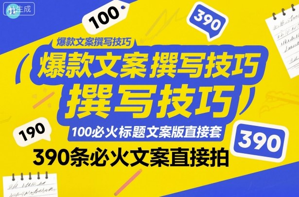 爆款文案撰写技巧，100个必火标题文案模版直接套，390条必火文案直接拍-木石资源网