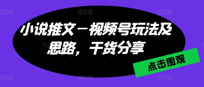 小说推文—视频号玩法及思路，干货分享-木石资源网