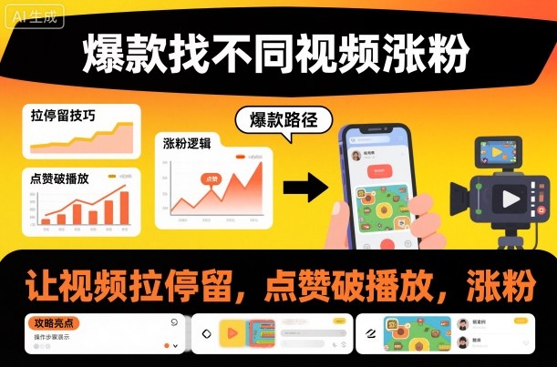 爆款找不同视频涨粉，让视频拉停留，实现点赞，破播放，涨粉-木石资源网