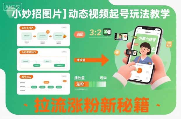 小妙招图片＋动态视频起号玩法教学，拉流涨粉新秘籍-木石资源网